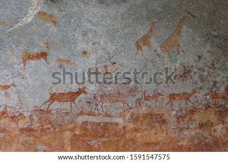 Matopo Hills Nswatugi Cave rock paintings. Photographed in 2018.