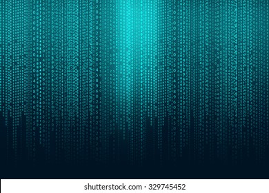 Matrix Background With The Green Blue Symbols