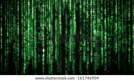 Matrix background with the green symbols