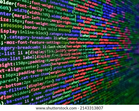 Matrix byte of binary data rian code running abstract background in dark blue digital style. Code on dark background. Tensorflow AI concept