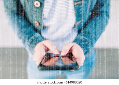 Matrix concept of future technology, artificial intelligence, big data technology. 