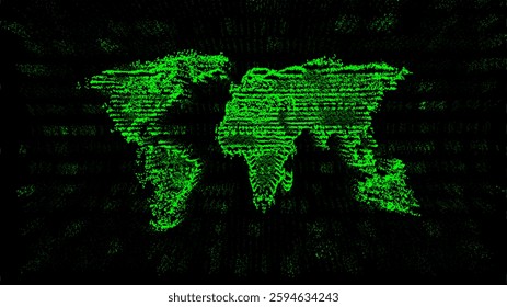 Matrix neon green code flow through earth map - Powered by Shutterstock - Get 15% off with code: PIKWIZARD15