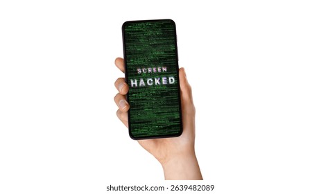 Matrix-Style “SCREEN HACKED” Alert on Smartphone
