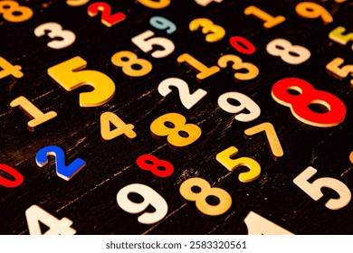 Matrix-Style Numbers Falling in Digital Space. Abstract Mathematical Numbers on a Dark Background.

