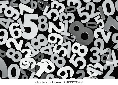 Matrix-Style Numbers Falling in Digital Space. Abstract Mathematical Numbers on a Dark Background.

