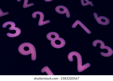 Matrix-Style Numbers Falling in Digital Space. Abstract Mathematical Numbers on a Dark Background.

