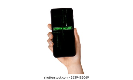 Matrix-Style System Failure Alert on Smartphone Screen