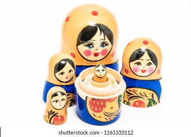 Matryoshka Family. Russian Doll On A White Background. Matrioska Art.