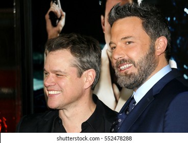 Matt Damon and Ben Affleck at the Los Angeles premiere of 'Live By Night' held at the TCL Chinese Theatre in Hollywood, USA on January 9, 2017.