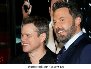Matt Damon and Ben Affleck at the Los Angeles premiere of 'Live By Night' held at the TCL Chinese Theatre in Hollywood, USA on January 9, 2017.