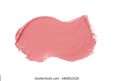 Matte Lipstick Texture. Pink Creamy Makeup Product Smear Smudge Swatch Isolated On White Background