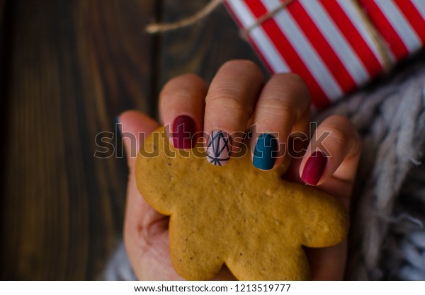 Matte Stylish Manicure On Dark Background Stock Photo Edit