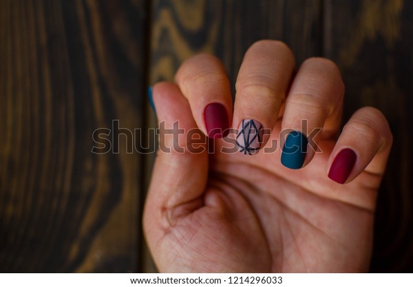 Matte Stylish Manicure On Dark Background Stock Photo Edit