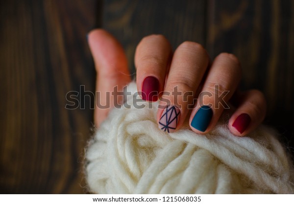 Matte Stylish Manicure On Dark Background Stock Photo Edit