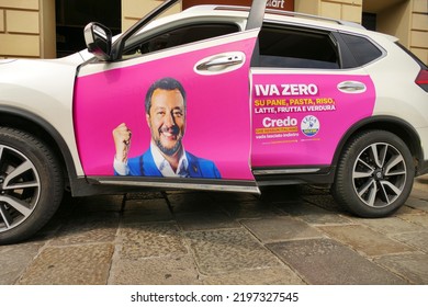 Matteo Salvini Leader Of Lega Party  Billboard Turin Italy September 3 2022