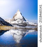 Matterhorn mountain, Zermatt, Switzerland, reflecting in lake