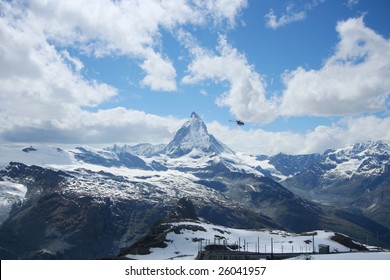 Matterhorn Peak And A Helicopter Flying