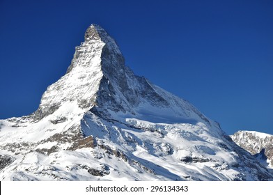 Matterhorn peak in sunny day, Switzerland. Matterhorn (peak Cervino) in Swiss Alps.