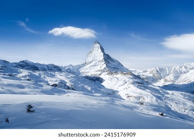 Matterhorn, Switzerland. Winter mountain landscape. A place for skiing. Zermatt ski resort. High rocks and snow. View of the mountain in Switzerland. - Powered by Shutterstock