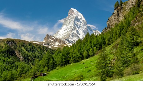 The Matterhorn in Zermatt, Switzerland. Swiss alps summer.