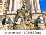 Matthias Fountain at Royal Castle in Budapest in Hungary in a beautiful summer day