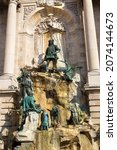 Matthias Fountain at Royal Castle in Budapest in Hungary in a beautiful summer day