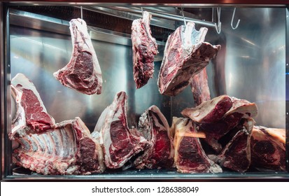 Maturation Of Premium Beef Meat In Cold Storage.