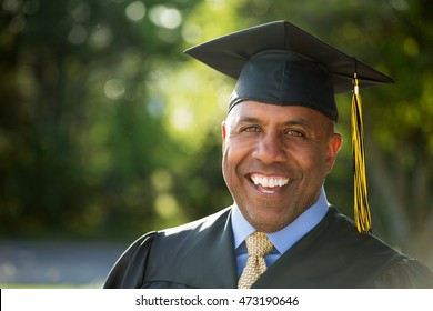 Mature African American Graduate.