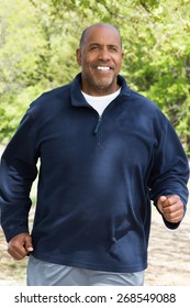 Mature African American Man Jogging
