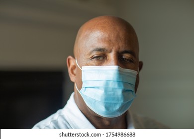 Mature African American Man Wearing A Face Mask.