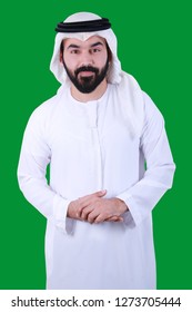 Mature Arab Man Welcoming And Wearing UAE Traditional Dress 
( EMIRATI UAE WELCOME SMILE )