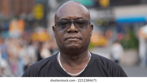 Mature Black Man In City Serious Sad Angry Face Portrait