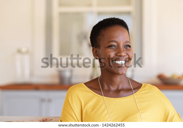 Mature Black Woman Short Curly Hair Stock Photo Edit Now 1424262455