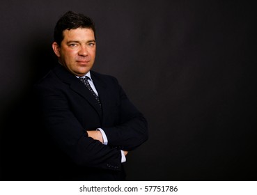 Mature Business Man Portrait On Black Background