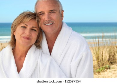 Mature Couple In Bathrobe