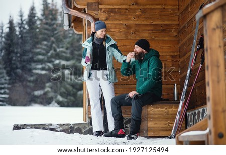 Image, Stock Photo Wooden hut at the frozen lake