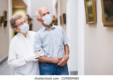 Mature Couple In Mask Protecting Against Covid