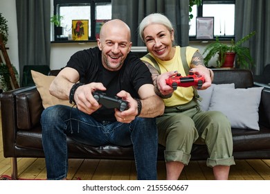 Mature Couple Playing Game At Home