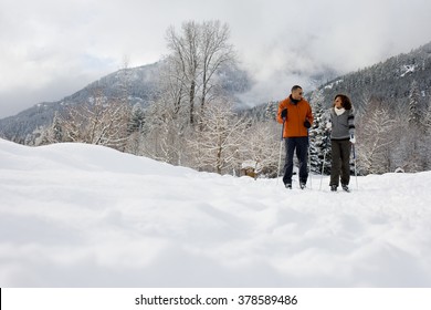 Mature Couple Skiing