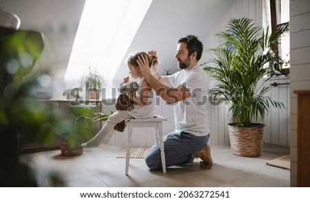 Image, Stock Photo father combing Lifestyle