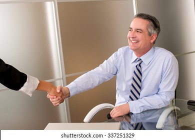 Mature Happy Smiling Business Man Shaking Hands