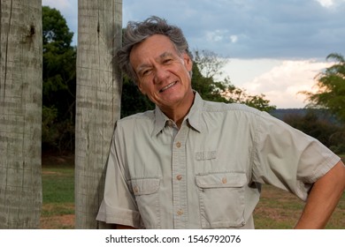 Mature Man Hanging Out At The Park Wearing Casual Clothes 