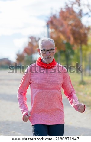 Similar – Image, Stock Photo Senior Man Exercising In Park