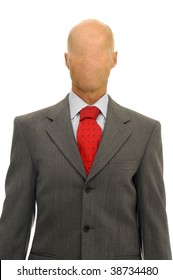 Mature Man With No Face Isolated In White