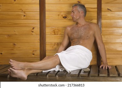 Mature Man In A Sauna