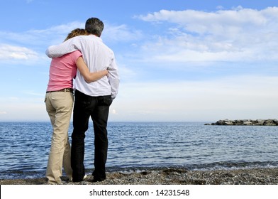 Mature Romantic Couple Of Baby Boomers Enjoying Outdoors