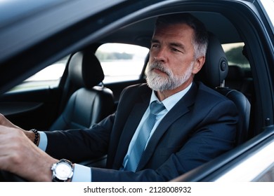 Mature successful businessman riding in the car - Powered by Shutterstock