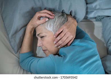 Mature Woman In Bed, Staying Awake Late At Night, Having Sleeping Problems