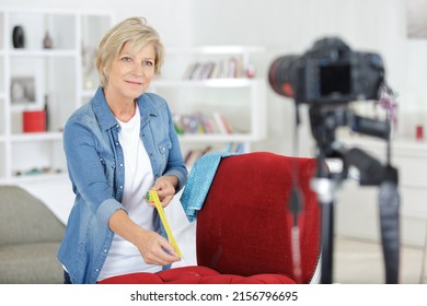 Mature Woman Filming A Craft Blog