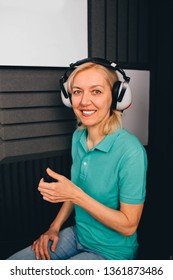 Mature Woman Getting A Hearing Test At Special Audio Room, Audiometer Hearing Test